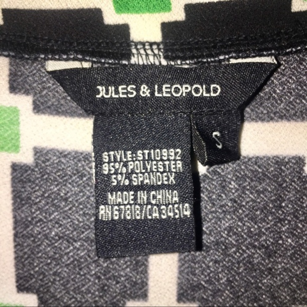 Jules & Leopold Dress Black Green Tie Waist Small - Picture 8 of 8